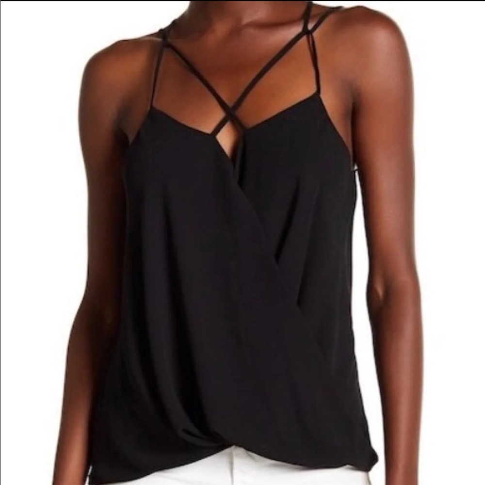 Black Surplice Top- Criss Cross Strap- 1 S